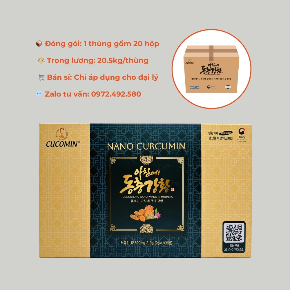 Tinh Chất Nghệ Đông Trùng CUCOMIN Hàn Quốc Loại 105 Tuýp × 2g × 20 Hộp (Chỉ áp dụng cho đơn hàng sỉ – dành cho đại lý)
