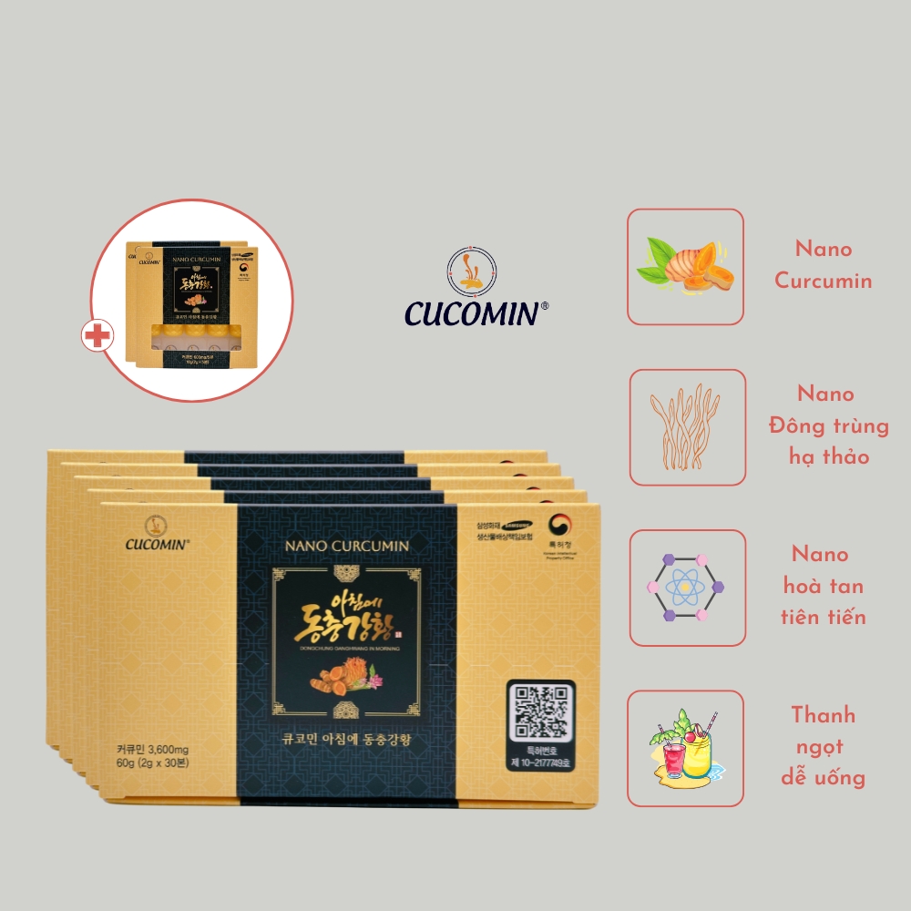 Tinh Chất Nghệ Nano Curcumin Nghệ Đông Trùng CUCOMIN Hàn Quốc Loại 30 Tuýp × 2g