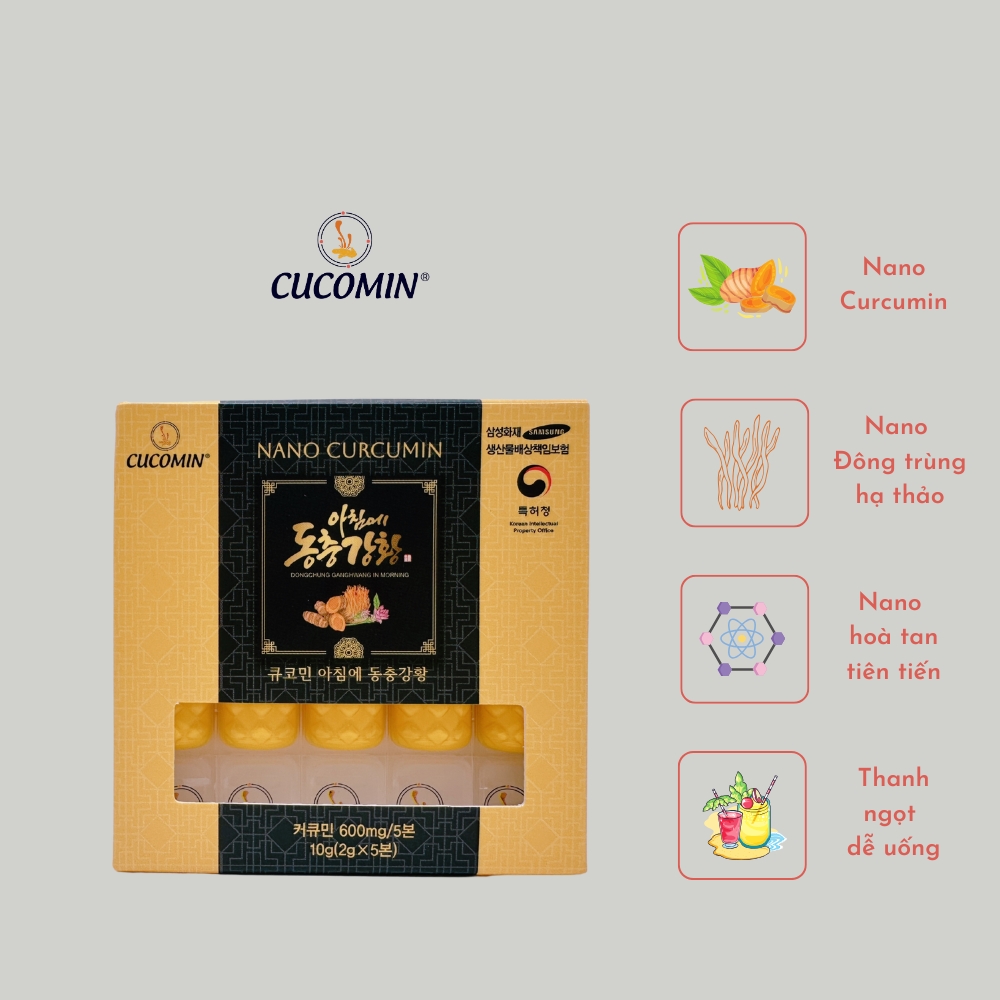 Tinh Chất Nghệ Nano Curcumin Nghệ Đông Trùng CUCOMIN Hàn Quốc Loại 5 Tuýp × 2g (dùng thử)